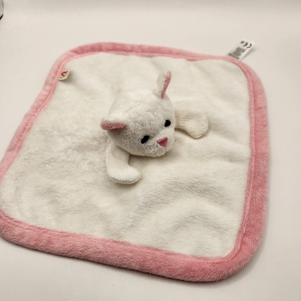 American Girl Bitty Twins Puppy Lovie 2012 White Pink Security Blanket Plush Toy